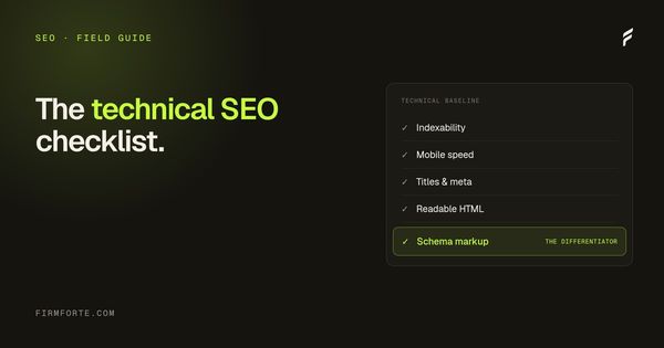 FirmForte field-guide hero card for the article: A technical SEO checklist for law firm websites