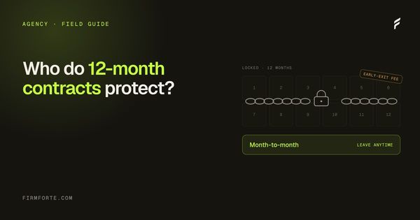 FirmForte field-guide hero card for the article: 12-month marketing contracts: who do they protect?