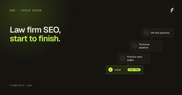 FirmForte field-guide hero card for the article: Law firm SEO in 2026: the complete guide for solo and small firms