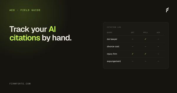 FirmForte field-guide hero card for the article: How to track AI citations for your law firm